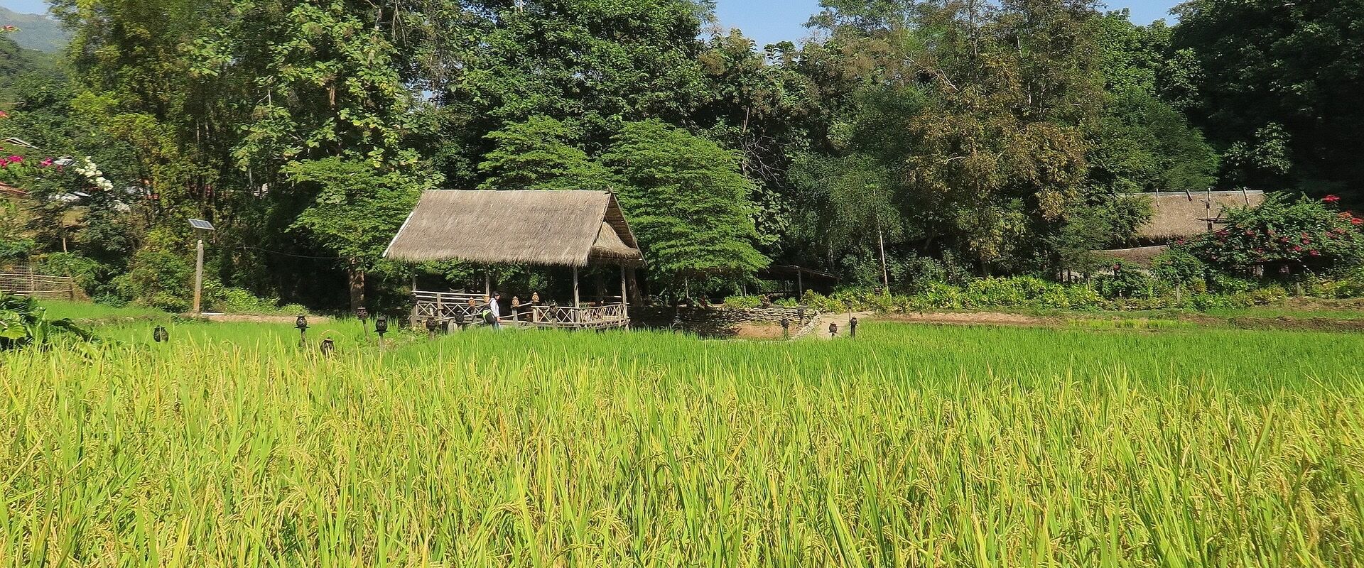 Muang Xay’s lush ethnic villages in Laos on a Muang Xay Travel banner by Legend Travel Group.